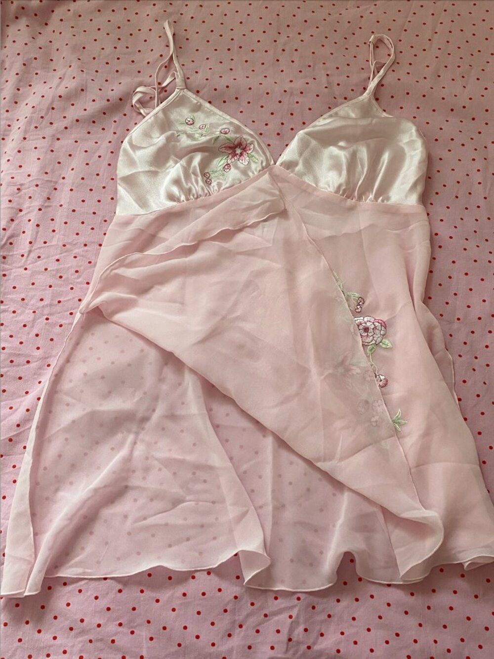 Vintage Jessica Lingerie Pink Floral Embroidered Babydoll & Panty Set - Picture 4 of 8